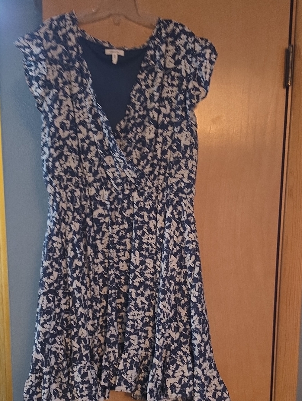 Maurices Navy and White Floral Wrap Mini Dress